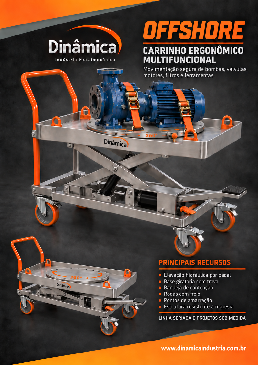 Carrinho ergonômico multifuncional offshore